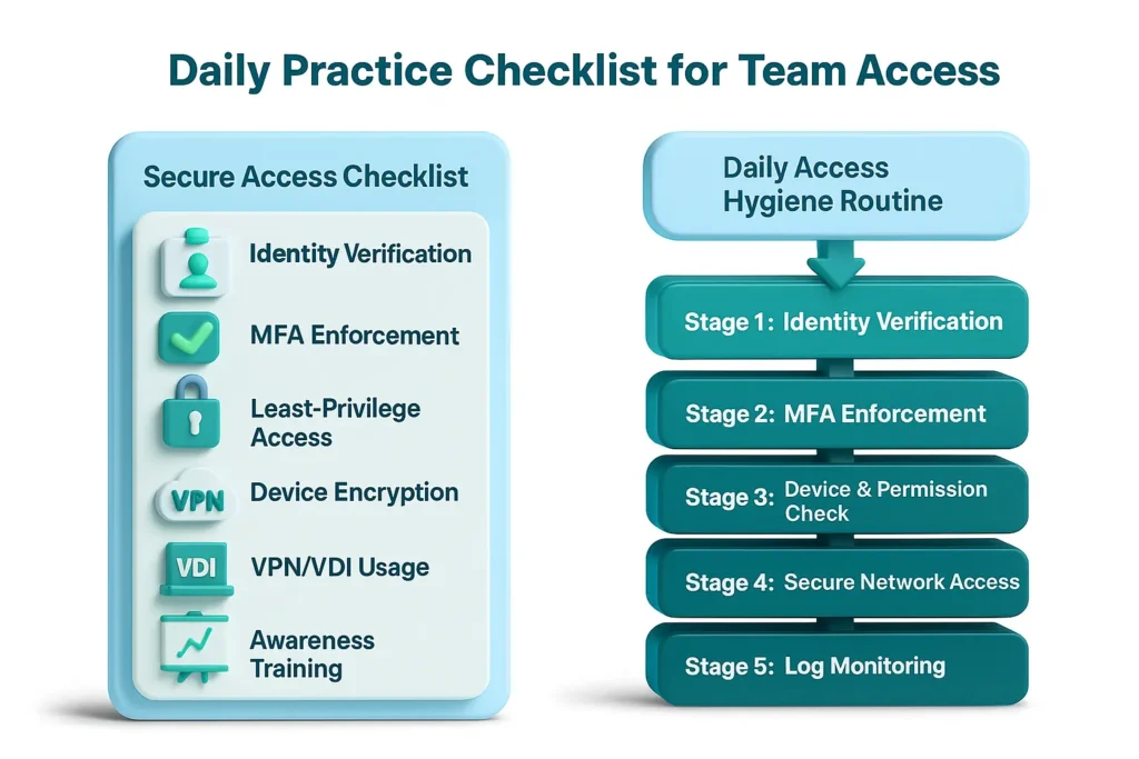 Daily practice checklist for team access