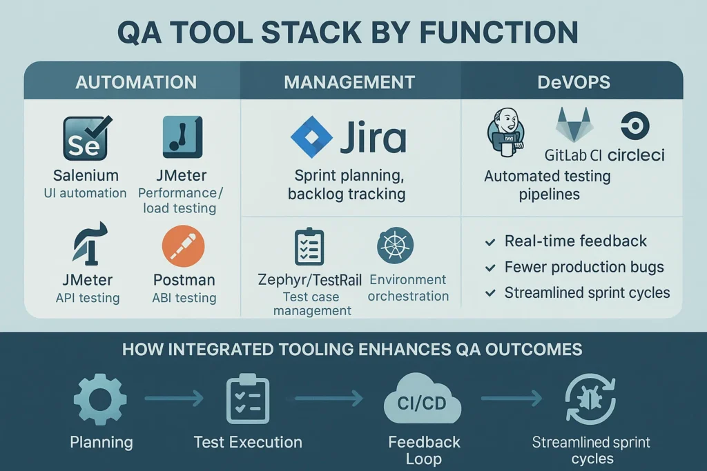 QA tool stack by function