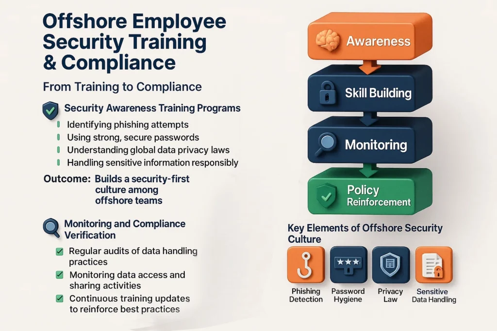 Training and management of offshore employees for data security