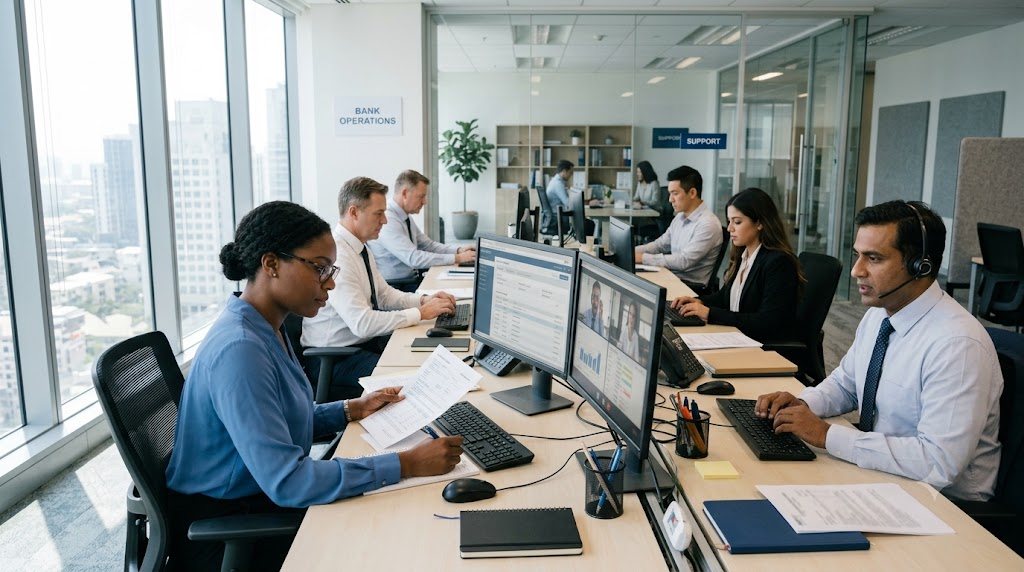 Offshore banking back office support employee